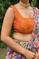 Sona Orange Hand-Embroidered Blouse